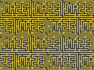 Endless and Seamless Pattern of Labyrinth Containing Word Maze Inside