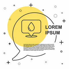 Black line Water drop with location icon isolated on white background. Random dynamic shapes. Vector