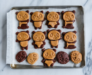 Delicious homemade children pastry. Animated Panda Shape Peanut Butter Cookies. Made with fresh...