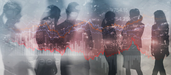 Data analyzing in forex market trading. Stock trading market background as concept