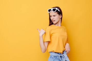 attractive woman hand gesture emotions summer style Lifestyle unaltered