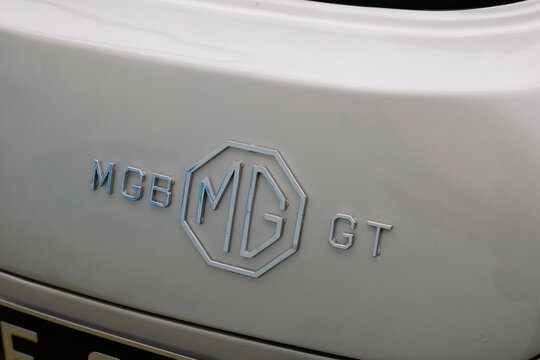 MG b gt Classic logo brand and text sign from morris garage motor automobiles uk collector vintage mgb car