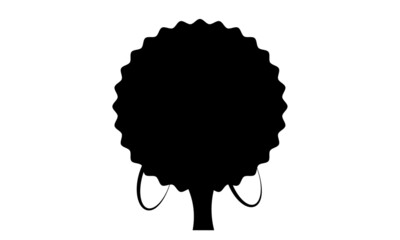 African pretty woman with afro hair style portrait. Black and white illustration