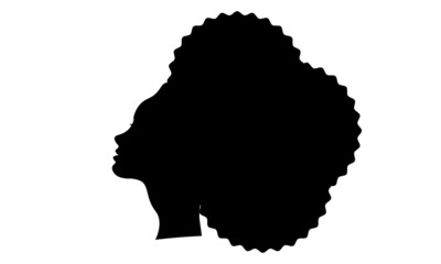 African pretty woman with afro hair style portrait. Black and white illustration