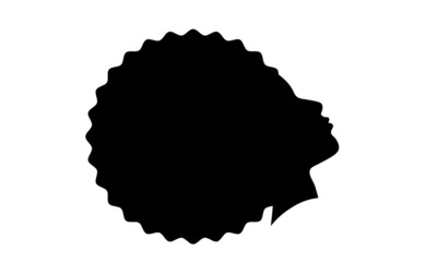 African pretty woman with afro hair style portrait. Black and white illustration