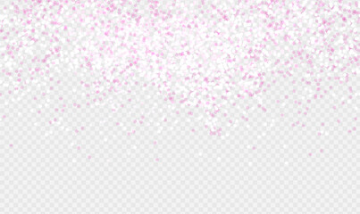Pink glitter partickles isolated on transparent background. Rose Gold Vibrant background. Pink backdrop shimmer effect for birthday cards, wedding invitations, Valentine's day. Vector EPS10