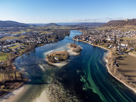 Die Werd-Inseln im westlichsten Teil vom Untersee des Bodensees, zwischen Eschenz und Stein am Rhein