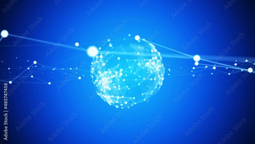 Poster communication network concept in cyberspace. abstract background.
