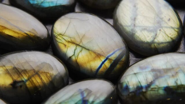 Labradorite with schiller on turn table.