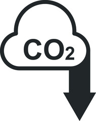 Carbon dioxide gas reduce icon, co2 gas decrease line icon vector 