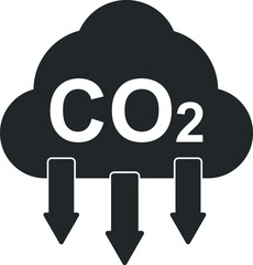 Carbon dioxide gas reduce icon, co2 gas decrease line icon vector 