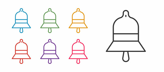 Set line Train station bell icon isolated on white background. Set icons colorful. Vector