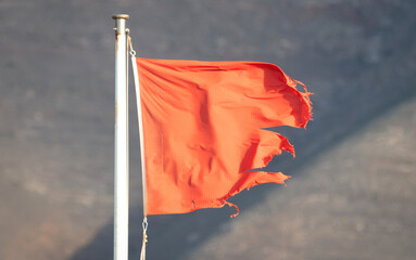 Red flag warning on beach in Spain