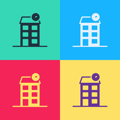 Pop art House icon isolated on color background. Home symbol. Vector