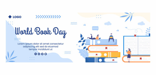 World Book Day Cover Template Flat Design Education Illustration Editable of Square Background Suitable for Social Media or Web Internet Ads