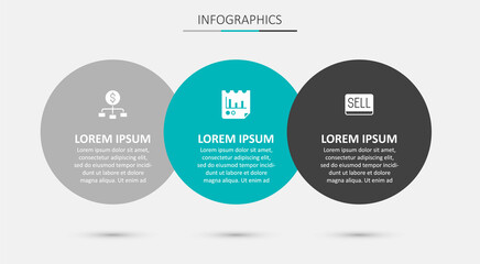 Set Document with graph chart, Hierarchy dollar and Sell button. Business infographic template. Vector