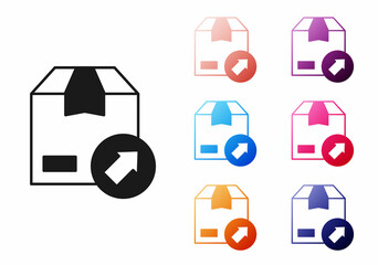 Black Carton cardboard box icon isolated on white background. Box, package, parcel sign. Delivery and packaging. Set icons colorful. Vector