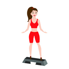 Vector illustration of a slender girl  training. Fitness. Step. Sport lady. Lifestyle. Healthy life