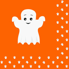 Halloween paper napkins featuring a good ghost on an orange background. Vector illustration