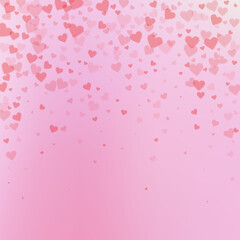 Red heart love confettis. Valentine's day falling