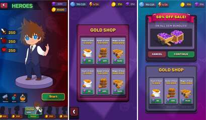 Action Game Ui Kit Menus, pop up, screens and Game elements 