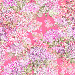  Abstract floral seamless print drawn lovely hydrangea bouquets