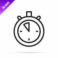 Black line Stopwatch icon isolated on white background. Time timer sign. Chronometer sign. Vector