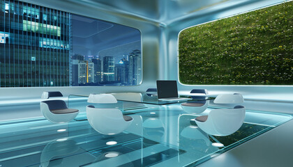Modern sci-fi futuristic interior office design © jamesteohart