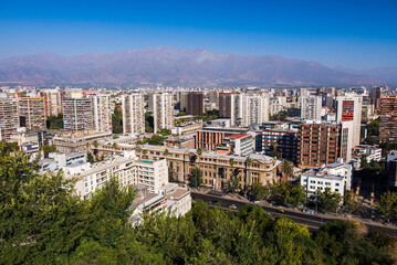 View of downtown Santiago from Cerro Santa Lucia (Santa Lucia park), Santiago, Santiago Province, Chile, South America