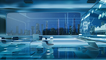 Modern sci-fi futuristic interior office design © jamesteohart