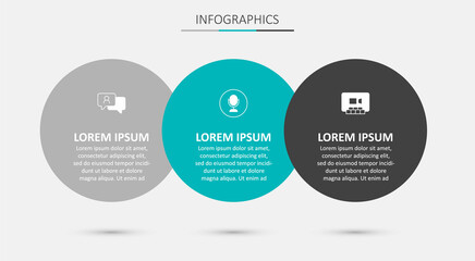 Set Microphone, Speech bubble chat and Video conference. Business infographic template. Vector