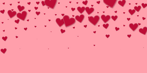 Red heart love confettis. Valentine's day falling