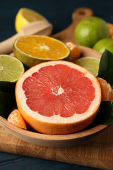 Fototapeta na wymiar Citrus fruits, close up and selective focus