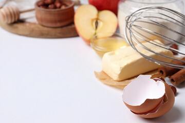 Ingredients for pie or cake cooking on light table