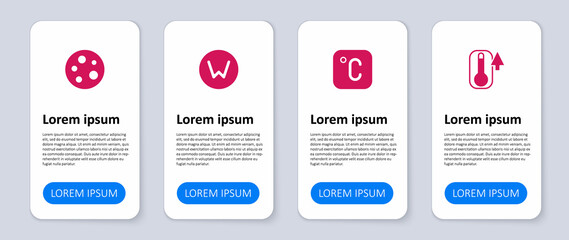 Set Thermometer, Celsius, Compass north and Moon. Business infographic template. Vector