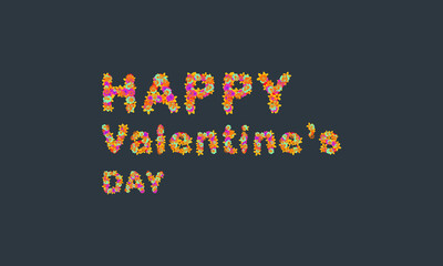 happy valentine's day letter with flower abstract vector logo template