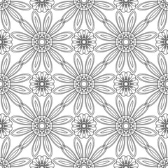 Obraz premium Seamless background. Floral pattern on a white background. Coloring book anti-stress.