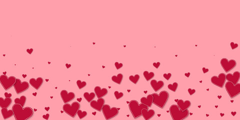 Red heart love confettis. Valentine's day falling