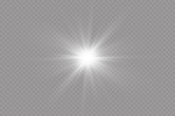 Glow effect. Star sparkles on a transparent background. Vector illustration. the sun