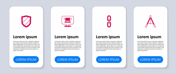 Set Air blower bellows, Chain link, Blacksmith anvil tool and Shield. Business infographic template. Vector