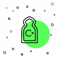 Black line Muslim Mosque icon isolated on white background. Vector