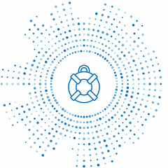 Blue line Lifebuoy icon isolated on white background. Lifebelt symbol. Abstract circle random dots. Vector