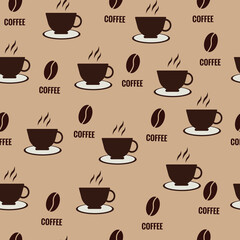 Seamless pattern. Coffee pattern.Pattern with coffee in sketch style. Abstract retro texture. Vector template. Natural abstract art. 