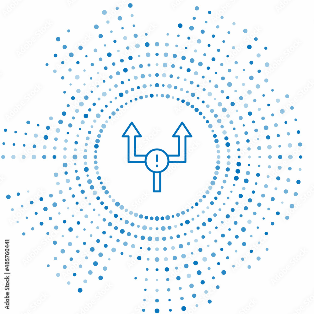 Poster blue line arrow icon isolated on white background. direction arrowhead symbol. navigation pointer si