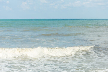 Sea with waves, storm from the wind. Summer mood