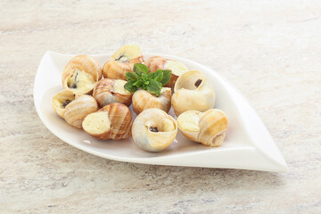Delicous baked snail with butter - Escargot