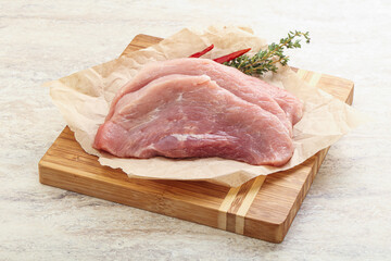 Raw pork schnitzel for roast