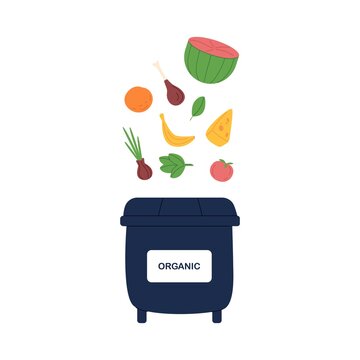 organic waste bin with food items clip art preview