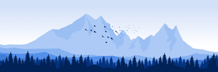 mountain landscape flat design vector illustration good for wallpaper, backdrop, background, web banner, and design template