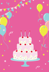 festive vector background with birthday cake for banners, cards, flyers, social media wallpapers, etc.